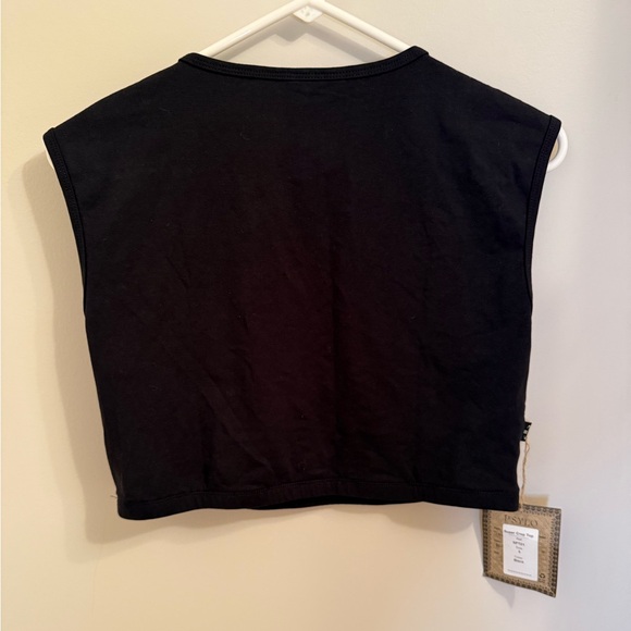 PSYLO super crop top Black Mesh Sleeveless 100% organic cotton SZ 4 MSRP $54 - Picture 8 of 10